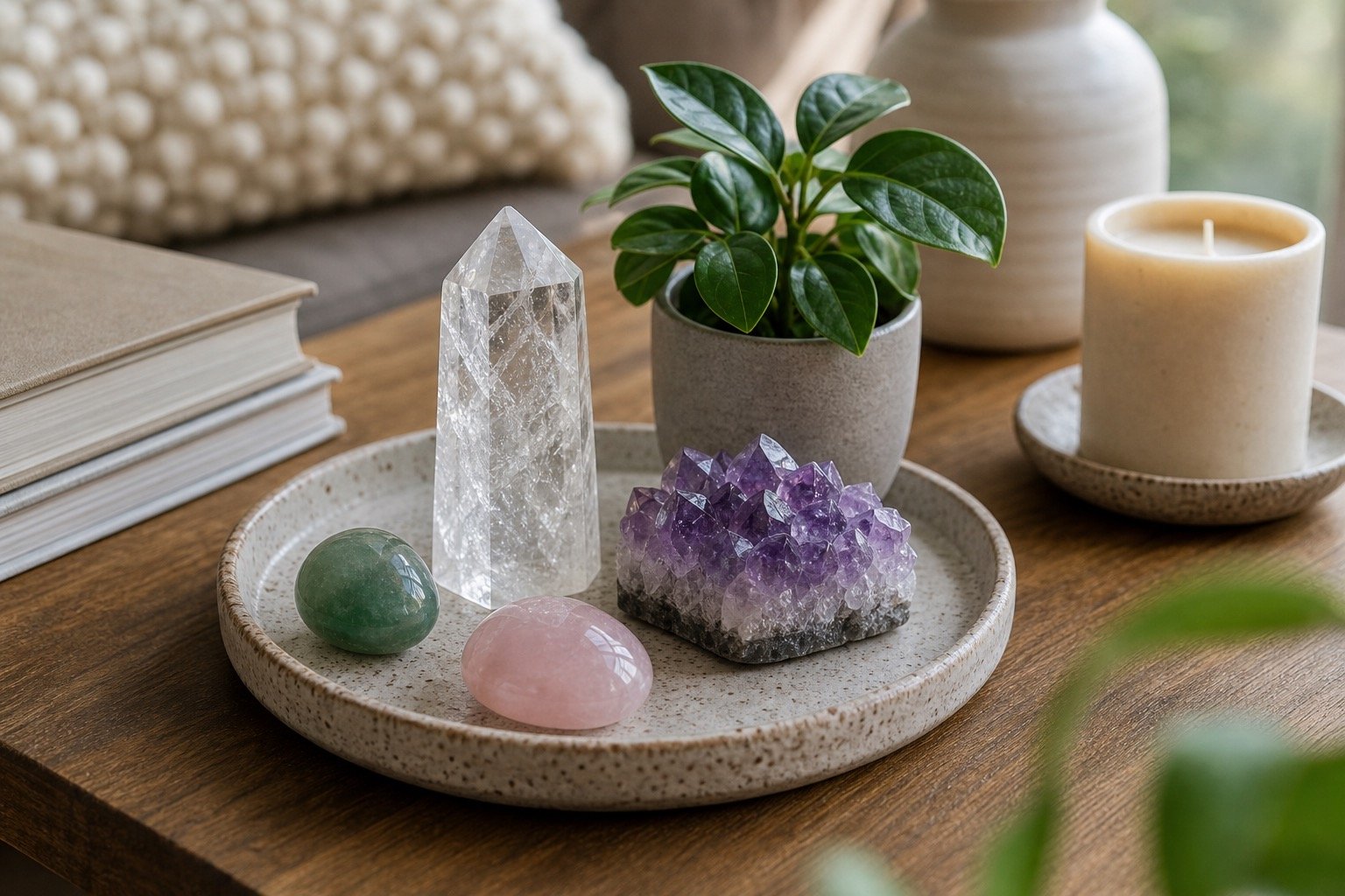 Crystal tray setup guide with realistic home tray and crystals