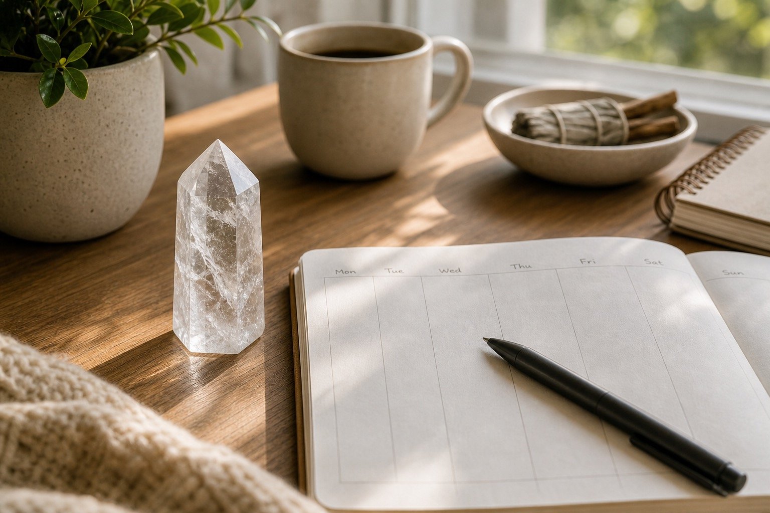 One crystal for a week guide with realistic journal and crystal setup